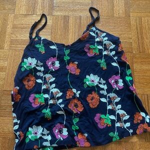 Anthropologie Black Floral Embroidered Camisole